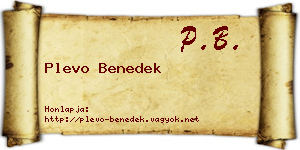 Plevo Benedek névjegykártya